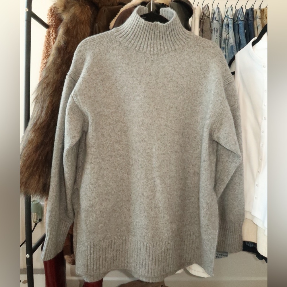 hm oversized turtleneck sweater, s, gray